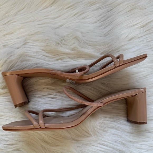 New Schutz True Beige Chessie Mid Heel Sandals - Picture 5 of 6